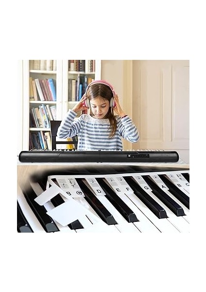 Başlayanlar Için Piyano Kılavuzu, Çıkarılabilir Piyano Klavyesi Nota Etiketleri, 88 Tuş Için, Tam Boy, Silikon, Tekrar Kullanılabilir, Çıkartma Gerekmez, Kutu ile Birlikte Gelir modelleri