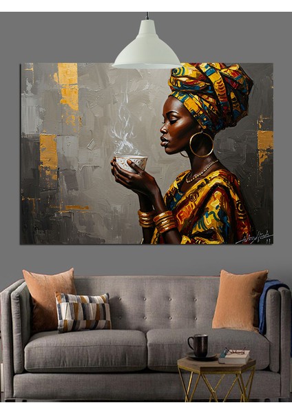 Afrika Kültürü Kadın Portresi Dekoratif Kanvas - Mdf Ahşap Tablo