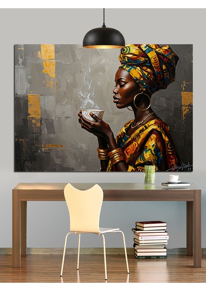 Afrika Kültürü Kadın Portresi Dekoratif Kanvas - Mdf Ahşap Tablo fiyatları