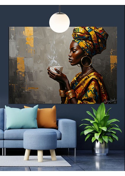 Afrika Kültürü Kadın Portresi Dekoratif Kanvas - Mdf Ahşap Tablo modelleri