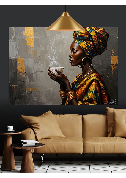Afrika Kültürü Kadın Portresi Dekoratif Kanvas - Mdf Ahşap Tablo fırsatları