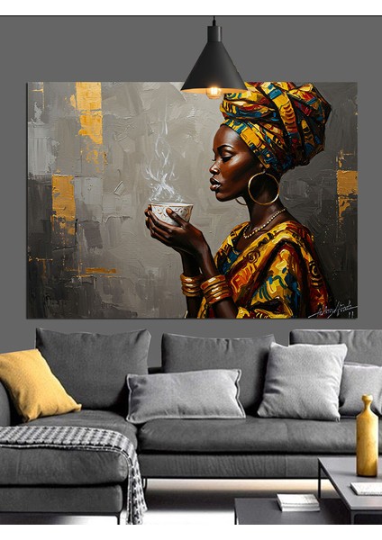 Afrika Kültürü Kadın Portresi Dekoratif Kanvas - Mdf Ahşap Tablo indirimleri