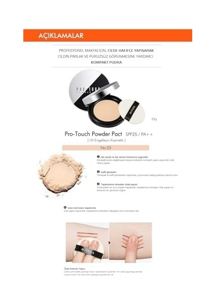 Mıssha Pürüzsüz Görünüm Sağlayan Kompakt Pudra Pro-Touch Powder Pact SPF25 No.23 modelleri