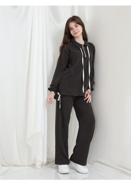 Aria Kız Çocuk Kadife Takım Antrasit