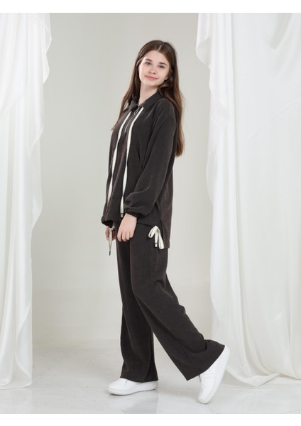 Aria Kız Çocuk Kadife Takım Antrasit modelleri