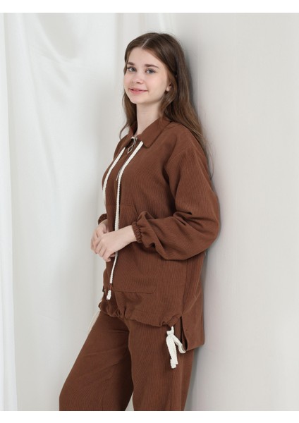 Aria Kız Çocuk Kadife Takım Kahverengi fırsatları