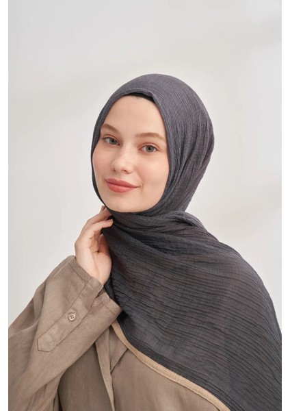 Siyah-Füme Armanda Degrade Biyeli Müslin Şal 3359 modelleri