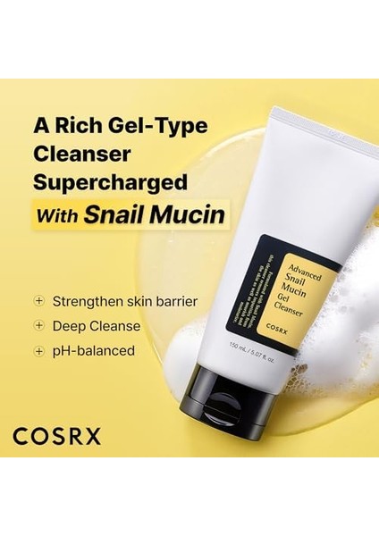Cosrx Advanced Snail Mucin Power Gel Cleanser 150ML Salyangoz Özlü Temizleyici Jel modelleri