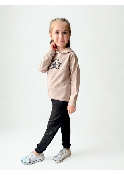 Nakışlı Yıldız Kız Çocuk Takım Krem