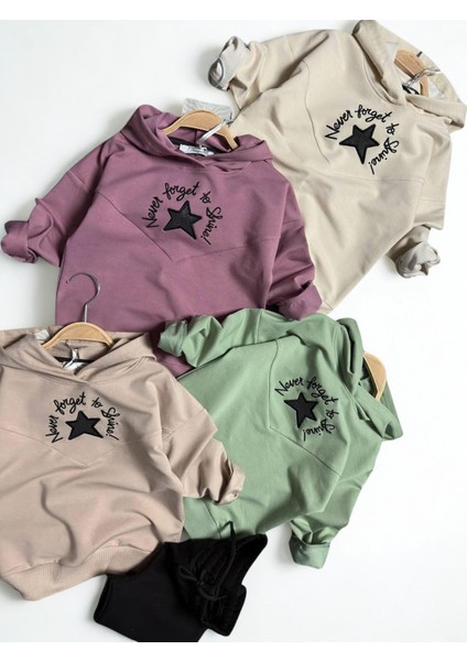 Nakışlı Yıldız Kız Çocuk Takım Krem modelleri