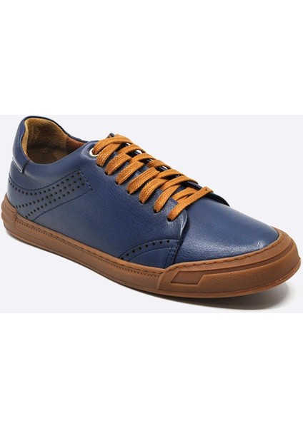 Hakiki Deri Sneakers Erkek Ayakkabı Mavi 9867 fiyatları