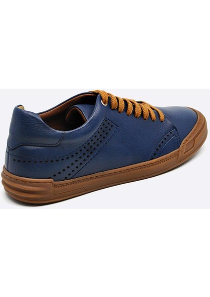 Hakiki Deri Sneakers Erkek Ayakkabı Mavi 9867 fırsatları