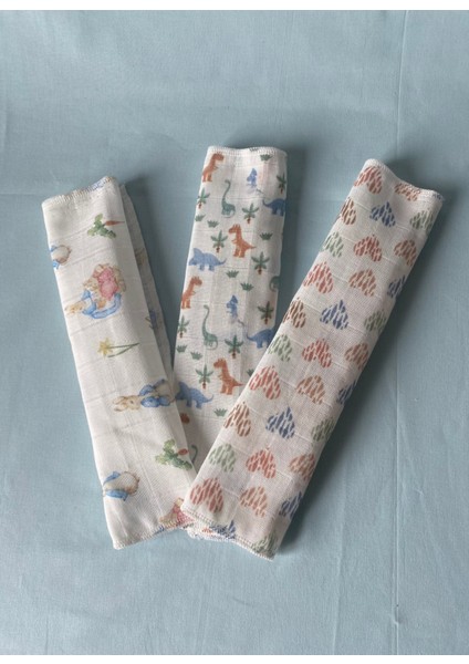 Desenli %100 Pamuk Müslin Bebek Ağız Mendili – 3'lü Set (25*25 Cm) fiyatları