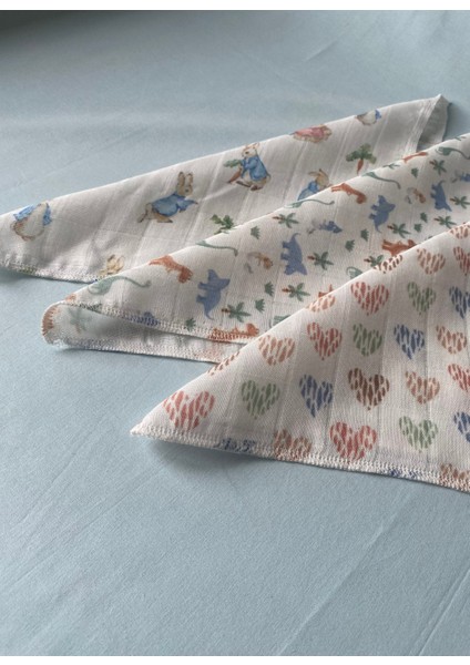 Desenli %100 Pamuk Müslin Bebek Ağız Mendili – 3'lü Set (25*25 Cm) fırsatları