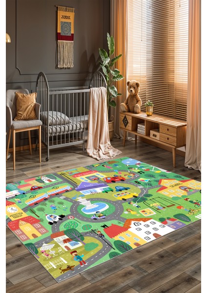 Yeni Desen Yıkanabilir Kaymaz Tabanlı Bohem Tarz Dijital Baskı Salon Halısı, Yumuşak Dokulu Lüks Halı Modeli ve 40 x 60 Yeşil Renk Dikdörtgen Halı modelleri