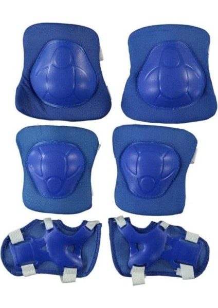 Store Yüksek Yoğunluklu Çocuk Koruyucu Set 6 Parça Dizlik Dirseklik El Pedi Paten Scooter Bisiklet, Mavi