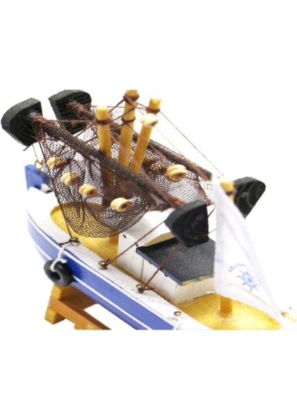 El Yapımı Dekoratif Ahşap Yelkenli Balıkçı Teknesi Taka Maketi 15CM fiyatları