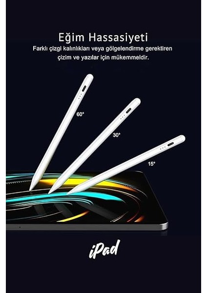 Air 11 & 13 Inç M3 2025 Uyumlu Avuç Içi Reddetmeli Eğim Hassasiyetli Dokunmatik Yazı Kalemi modelleri