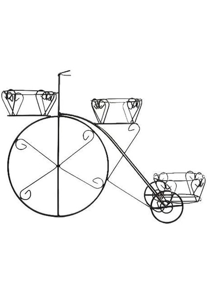 3'lü Siyah Ferforje Bisiklet Saksı 65 cm fiyatları