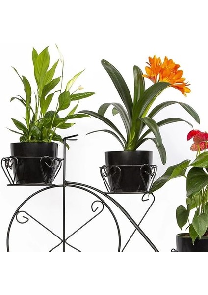 3'lü Siyah Ferforje Bisiklet Saksı 65 cm modelleri