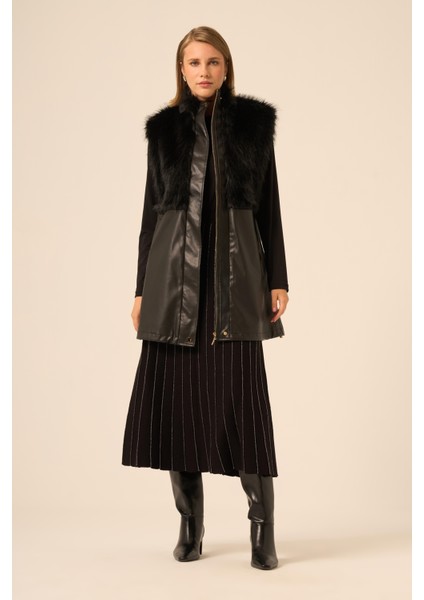 Bayan Pelüs Detay Deri Yelek Siyah 31243 fırsatları