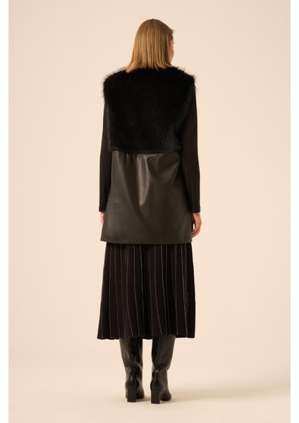 Bayan Pelüs Detay Deri Yelek Siyah 31243 indirimleri