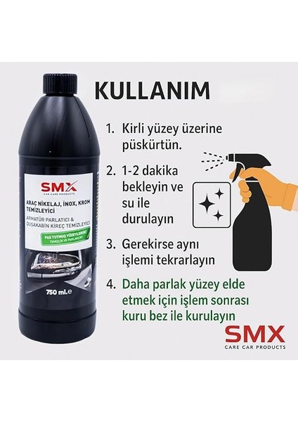 Araç Inox Krom ve Nikelaj Temizleyici-Armatür Parlatıcı,duşakabin Kireç Temizleyici (750 Ml) fiyatları