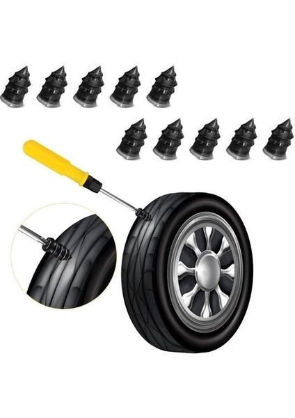 Adatak® 10 Adet Çok Amaçlı Kolay Kullanılabilir Araba Lastiği Tamir Kauçuğu