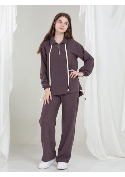 Aria Kız Çocuk Kadife Takım Mürdüm