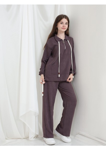 Aria Kız Çocuk Kadife Takım Mürdüm modelleri