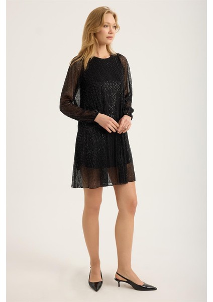 Pul Payetli Sim Şeritli Elbise modelleri