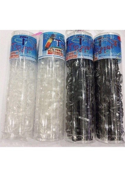 4 Tüp Ince Lastik Toka 2 Kutu Şeffaf 2 Kutu Siyah Saç Örgü Lastiği