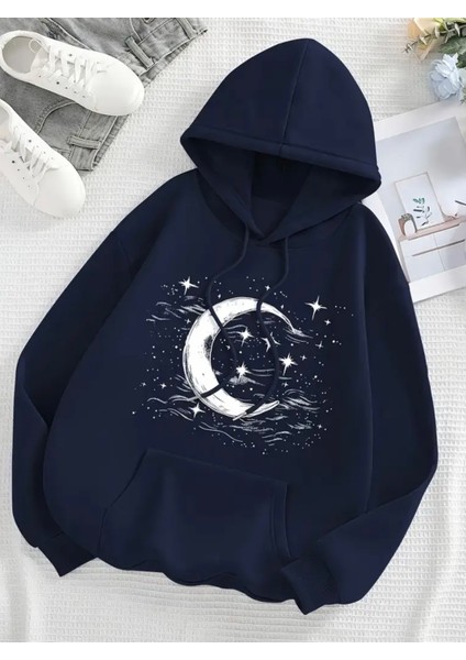 Punıx Büyük Beden Özel Tasarım Kapüşonlu Gece Baskılı %100 Pamuk Yeni Stil Battal Erkek Sweatshırt