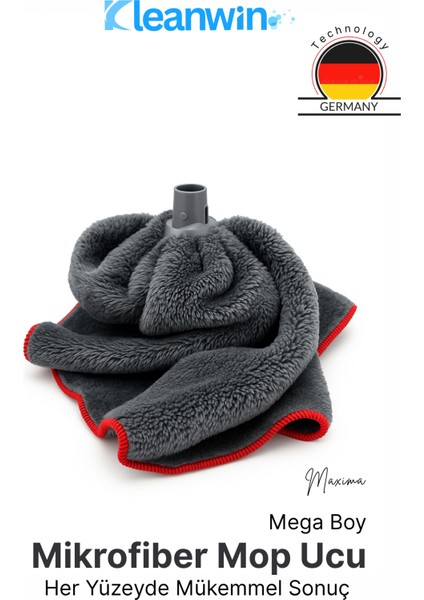 Maxima Gri Mega Boy Mikrofiber Havlu Mop Ucu – Yer Silme Mopu, Iz Bırakmayan Temizlik Mopu