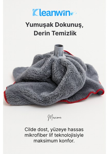 Maxima Gri Mega Boy Mikrofiber Havlu Mop Ucu – Yer Silme Mopu, Iz Bırakmayan Temizlik Mopu