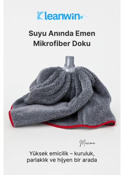 Maxima Gri Mega Boy Mikrofiber Havlu Mop Ucu – Yer Silme Mopu, Iz Bırakmayan Temizlik Mopu