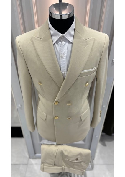 Erkek Kruvaze Slim Fit Takım Elbise