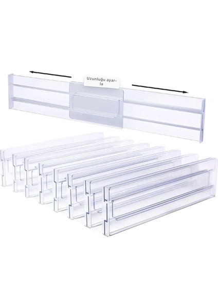 Şeffaf Akrilik Ayarlanabilir Teleskopik Çekmece Bölücü Organizer – Çok Amaçlı Düzenleyici Set