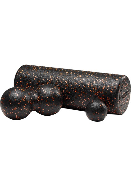 Actifoam Düz Masaj Seti Spor Fitness Seti Köpük Rulo Masaj Topu (Siyah + Turuncu Orta Sert)