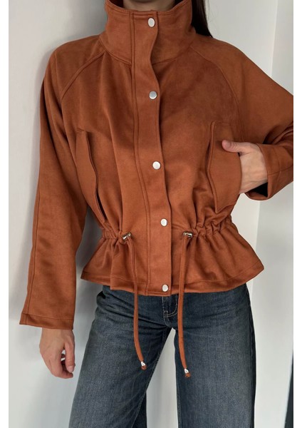 Kadın Bel Lastikli Süet Ceket P-00018946