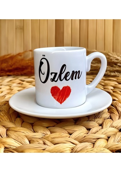 Kırmızı Kalp Figürlü Kişiye Özel İsimli Türk Kahvesi Fincanı – Porselen 90 ml fiyatları