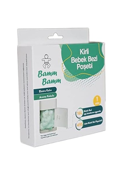 Bamm Bamm Kokulu Bebek Bezi Atık Poşeti 495 Bez Kapasiteli modelleri