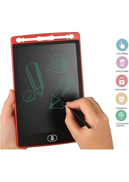 2024 LCD 8.5 Inç Grafik Yazı Çizim Tableti Kalemli Çocuk Yazı Tahtası Dijital Writting Tablet Kırmızı 1 Adet [pil Dahil] fiyatları