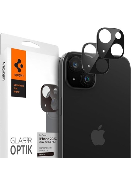 iPhone 15 / 15 Plus / 14 / 14 Plus Kamera Lens Camı Koruyucu Glas.tr Optik (2 Adet) Black - AGL06917
