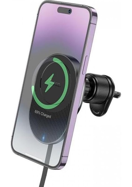 Hoco HW12 Kablosuz Şarjlı Araç Içi Havalandırma Manyetik Telefon Tutucu, Sıyah modelleri