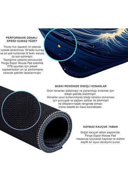 Esports Edition Mouse Pad 48X40 cm Gaming Oyuncu Mousepad (Kanagawa, 48X40 cm (4mm Kalınlık)) modelleri