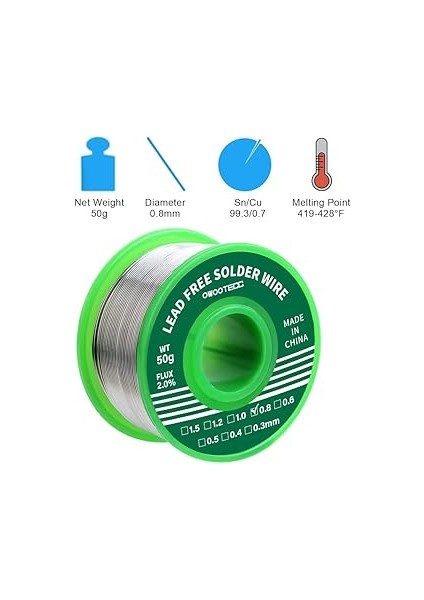 Lehim Kalemi, Kurşunsuz Lehim Teli Kolofonyum Çekirdekli Elektrikli Süpürme ve Ev Işleri Için (SN99,3 Cu0,7/0,8 Mm, 50 G) fiyatları