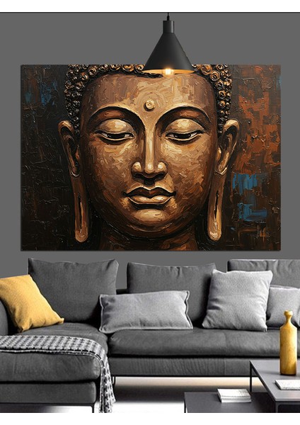 Huzurlu Budha Heykeli Detay Portresi Dekoratif Kanvas - Mdf Ahşap Tablo