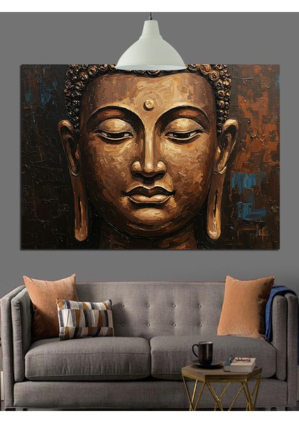 Huzurlu Budha Heykeli Detay Portresi Dekoratif Kanvas - Mdf Ahşap Tablo fiyatları