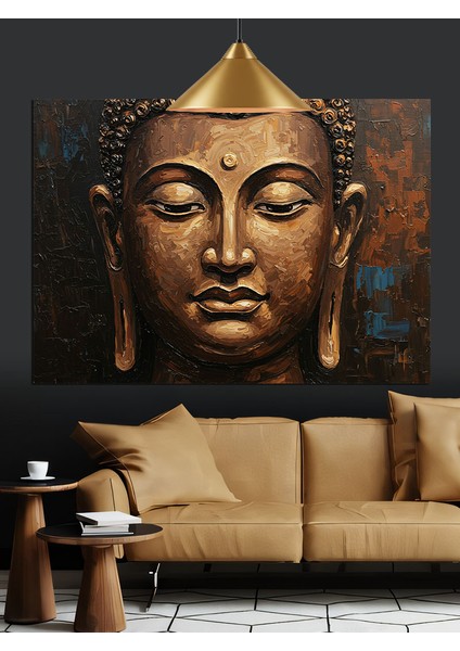 Huzurlu Budha Heykeli Detay Portresi Dekoratif Kanvas - Mdf Ahşap Tablo indirimleri